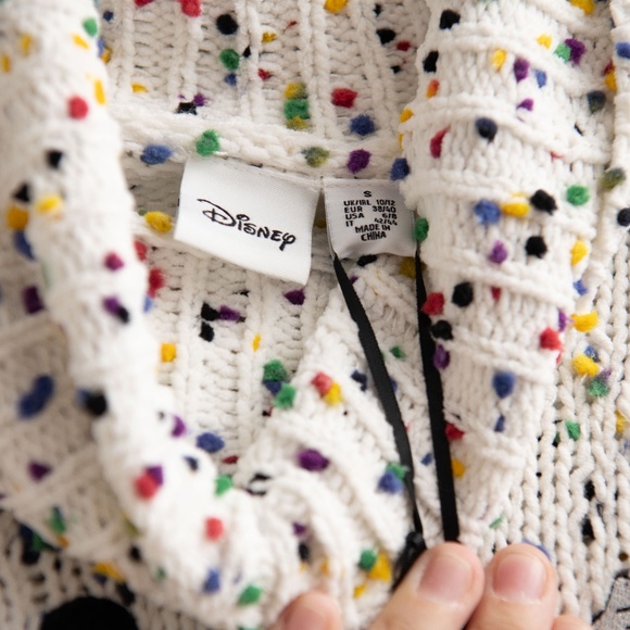Disney Mickey Mouse Chunky Knit Sweater Multicolor Confetti Embroidered NWT - Picture 3 of 5